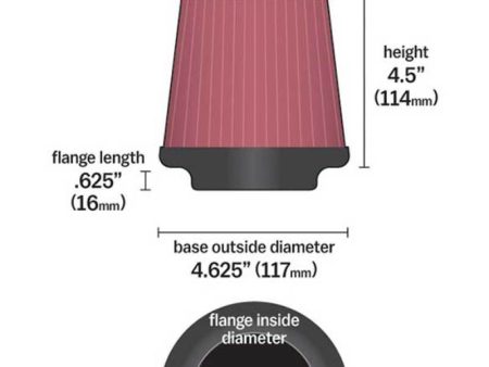 K&N Filter Universal Rubber Filter 3 1 2 inch Flange 4 5 8 inch Base 3 1 2 inch Top 4 1 2 inch Heigh on Sale